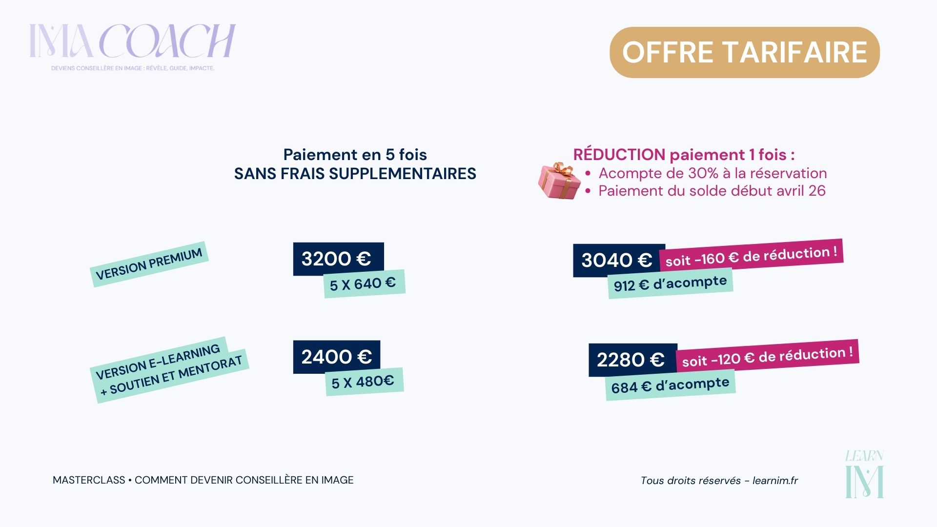 Masterclass LEARNIM fev26 IMAcoach 3 parcours au choix avec soutien, mentorat, e-learning